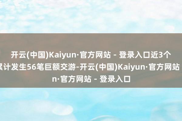 开云(中国)Kaiyun·官方网站 - 登录入口近3个月内该股累计发生56笔巨额交游-开云(中国)Kaiyun·官方网站 - 登录入口